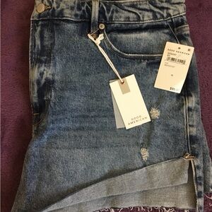NWT  Good American High Waisted Good Curve Short Blue Jean Shorts- Size 15
